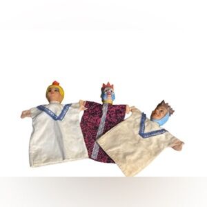 Vintage punch & just Colorful Puppet Set of 3
